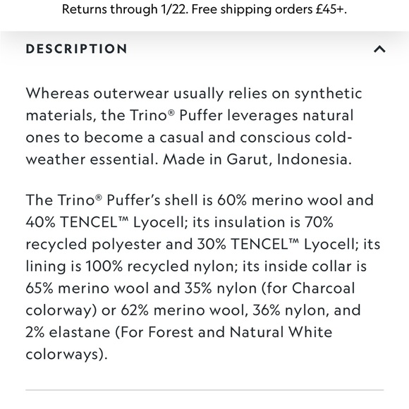 NWT allbirds Men’s Puffer Jacket - Picture 7 of 16